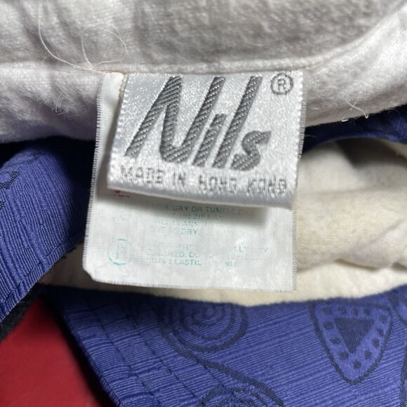 Vtg 80s Nils Womens Ski Jacket Size 6 Belted Hooded  Purple Aztec Print With Cap - Picture 15 of 16